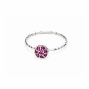 anillo bloom fucsia plata rodinada con circonitas Zue Joyas