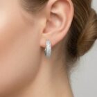 Aros argollas Lumen plata de ley rodinada y circonitas Zue Joyas