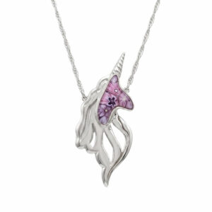 collar unicornio cristal de murano plata de primera ley diseño de autor Zue Joyas