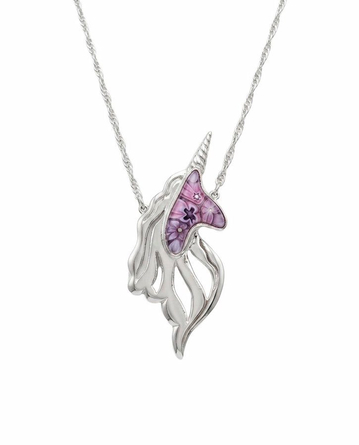 collar unicornio de plata y murano millefiori -2 collar unicornio cristal de murano plata de primera ley diseño de autor Zue Joyas