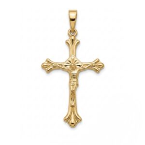 colgante crucifijo dorado cruz católica plata de ley con baño de oro Zué Joyas