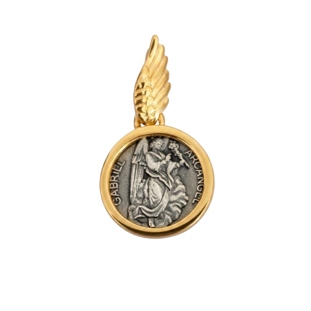 medalla san gabriel arcangel plata zue medalla san gabriel arcangel plata de ley con baño de oro Zue Joyas