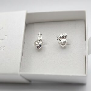 gemelos de plata de ley sagrados corazones en empaque zuejoyas