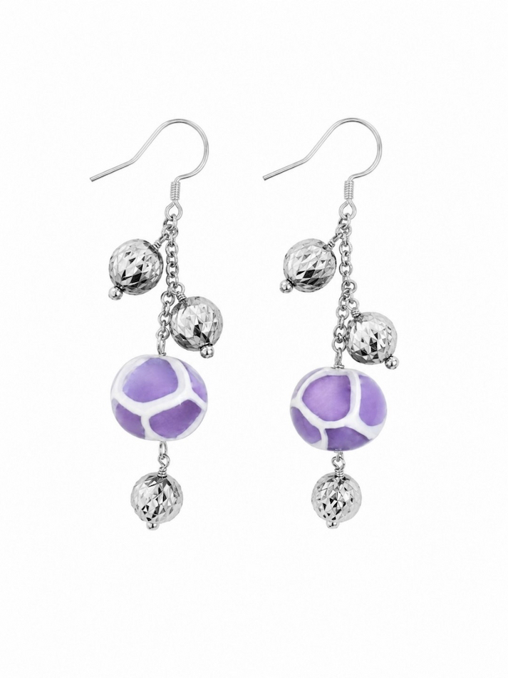 pendientes cristal de murano lila plata-2 pendientes de cristal de murano lila y plata de ley stella lila Zue Joyas