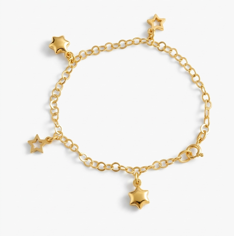 pulsera de estrellas ecos de estrellas plata de primera ley con baño de oro
