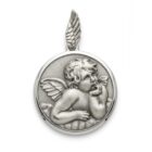 medalla angel de la guarda grande XL plata de ley Zue Joyas