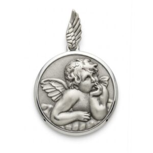 medalla angel de la guarda grande XL plata de ley Zue Joyas